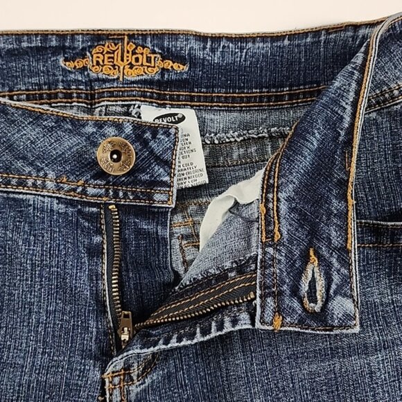REVOLT Women's Jeans Dark Blue Denim Fade Boot Cut Stretch Size 8 - Picture 3 of 13